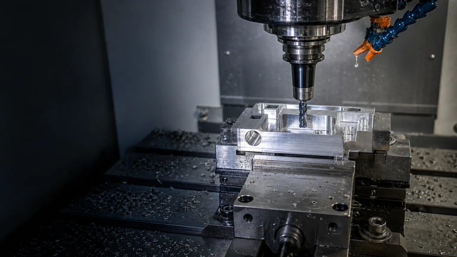 Máquina CNC fabricando una pieza de aluminio de precisión en Tijuana
